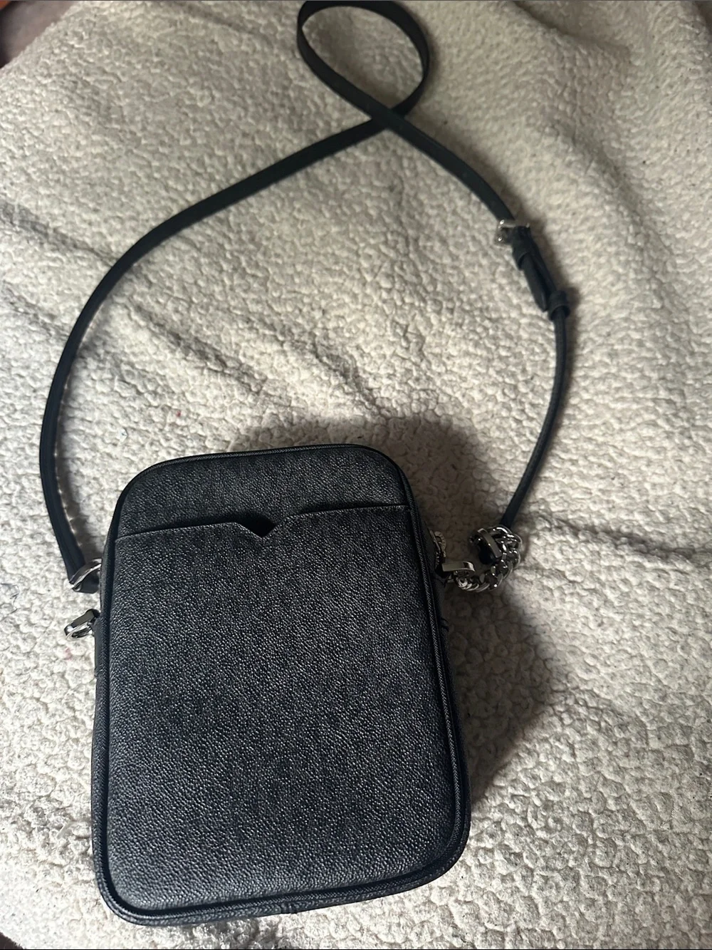 Michael Kors Black Men’s Messenger Crossbody with Silver Chain Detail